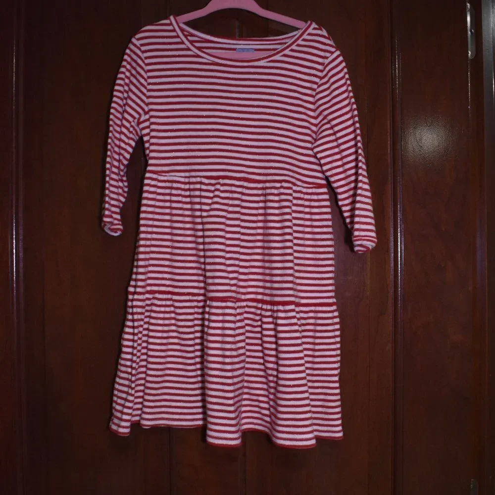Baby Gap Girls Striped Dress Size 5 Long Sleeve Red White Holiday